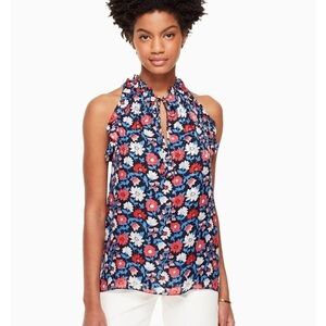 Kate Spade Daisy Satin Stripe Top sz XS 100% silk